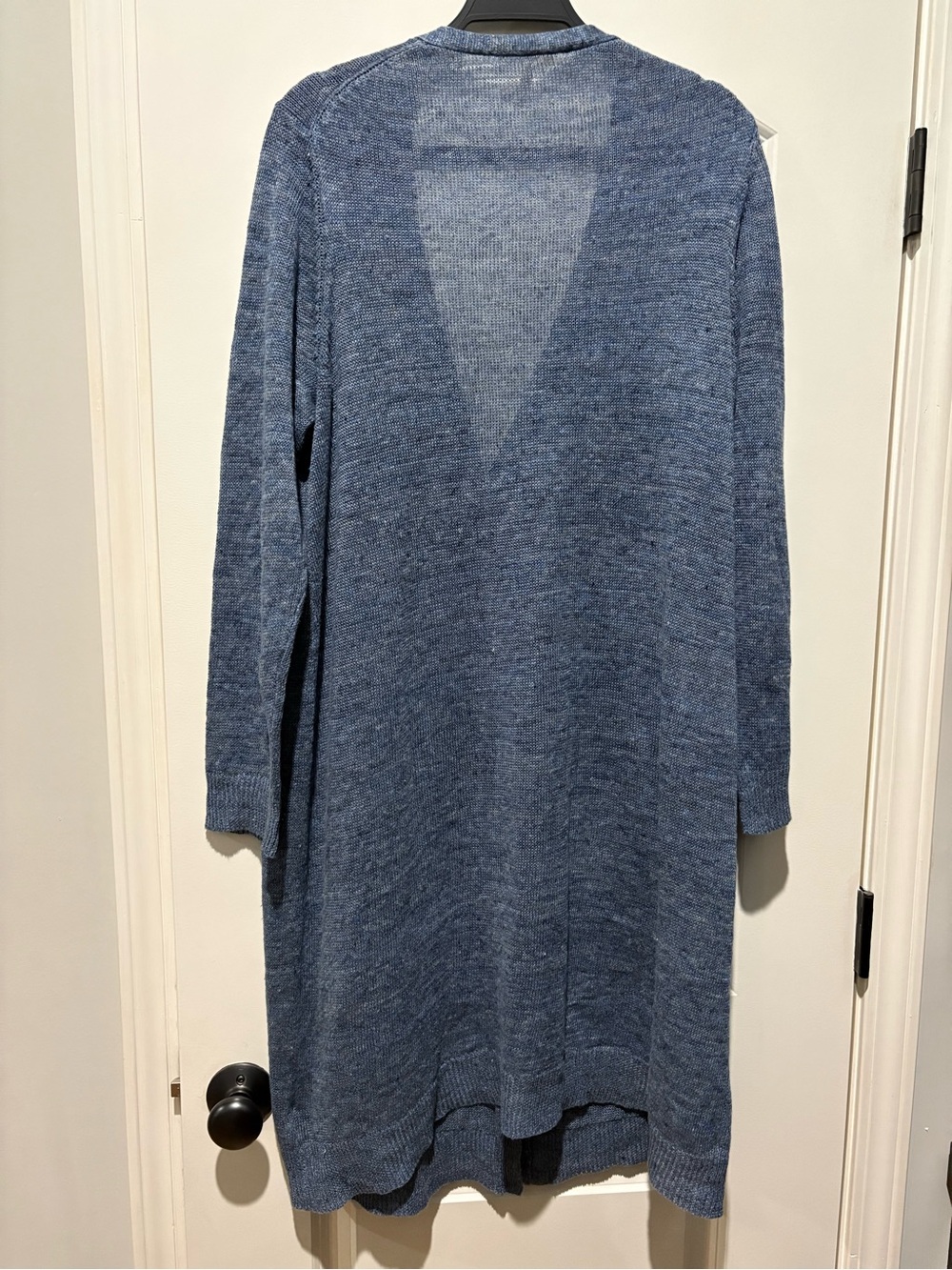 Eileen Fisher XL Blue 100% Organic Linen Long Duster Cardigan Sweater - Picture 5 of 8